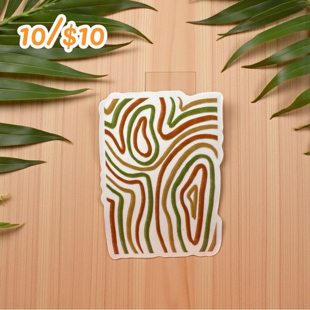 Earthy Abstract Topography Lines Sticker – 2 1/2” Glossy
